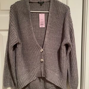 NWT gray bubble sleeve cardigan